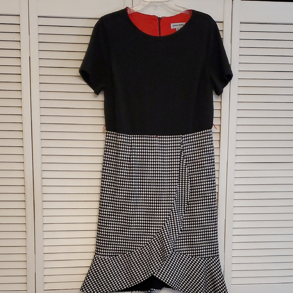 Shelby and Palmer Black and White Houndstooth Dress, Size 16